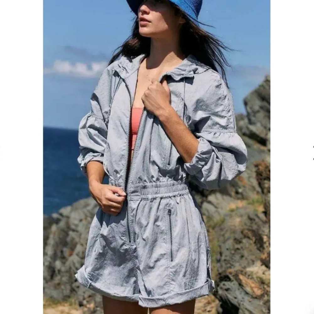 FP Movement by Free People Peace Out Onesie Romper Gray Water Resistant XS NWT